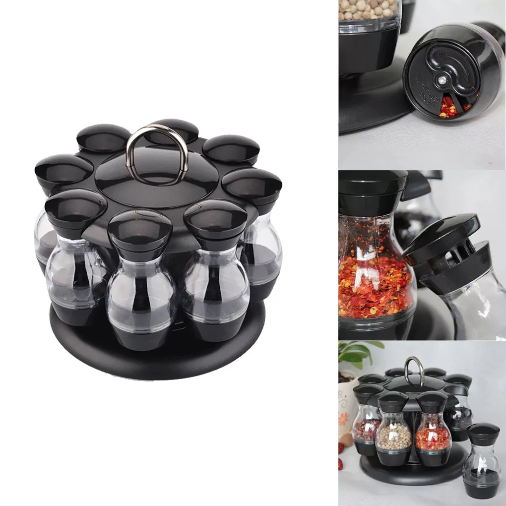 

Spice Jars Rack Tabletop 360-Rotating Seasoning Can Holder Condiment Set