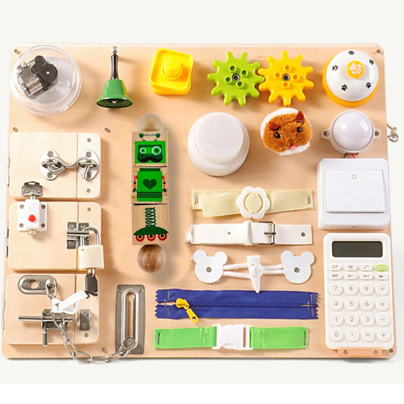 

Busy Board DIY Accessories Rotating Blocks Fine Motor Skill Portable Teaching Material Activity Board for Birthday Gifts Toddler