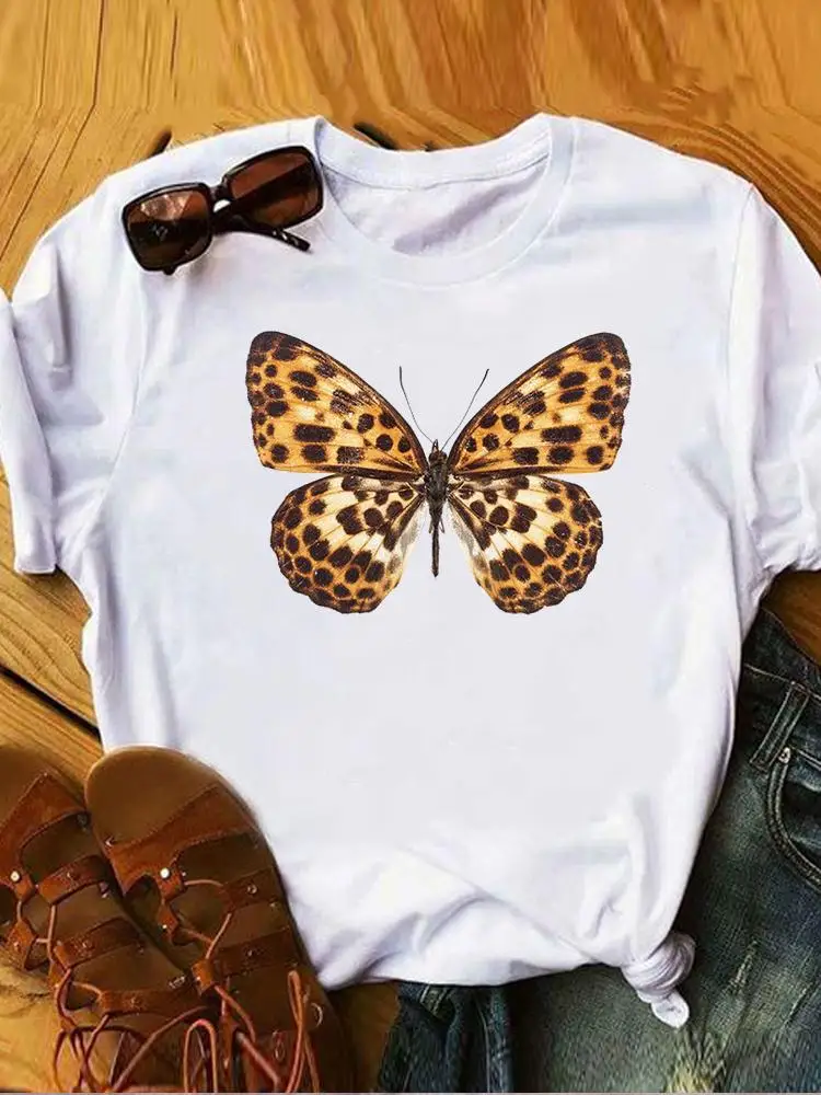 

Clothes Ladies Watercolor Summer T Clothing Print Fashion T-shirts Butterfly Lovely Cute Short Sleeve Women's Female Graphic Tee