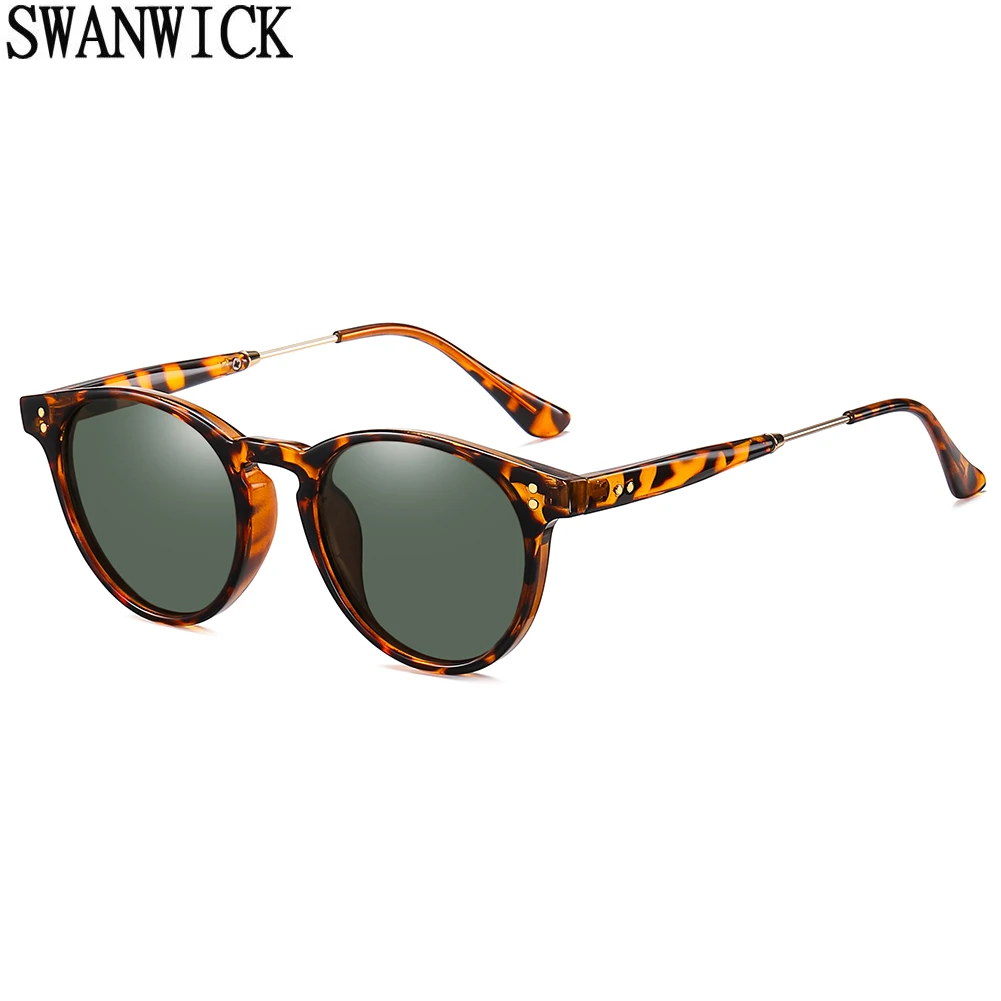 

Модные женские очки Swanwick tr90 поляризованные полуметаллические Круглые Солнцезащитные очки для мужчин для вождения Европейский стиль желты...