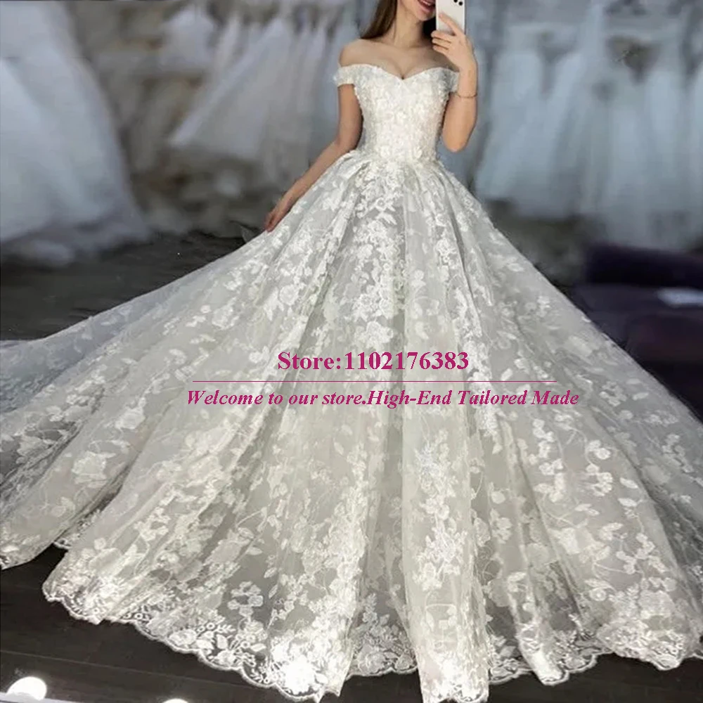 

Charming Ball Gown Wedding Dresses V Neck Off Shoulder Bride Marriage Dress Tailore Made Women Formal Party Clothing White 2023