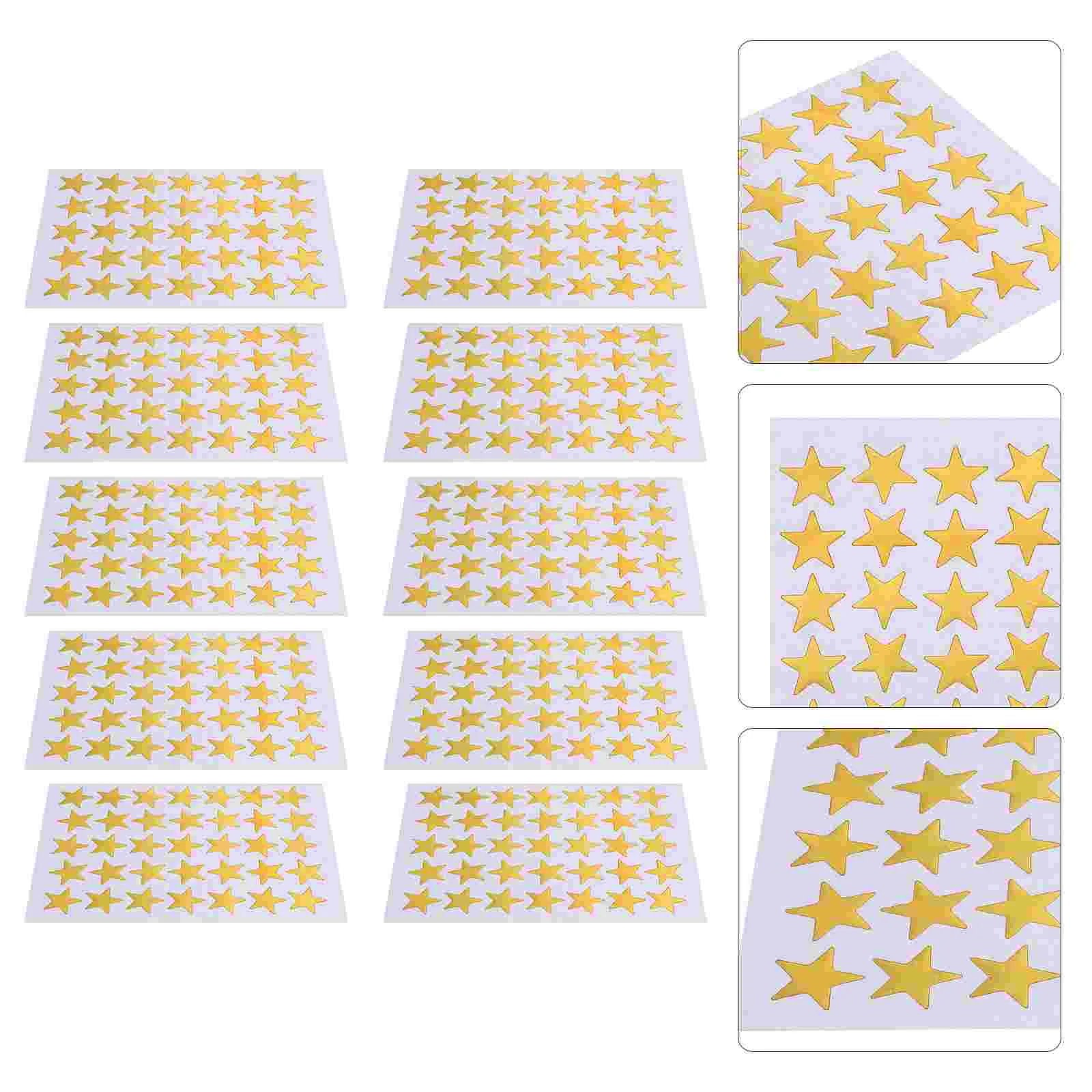 

10 листов, золотые наклейки в виде звезд для детей