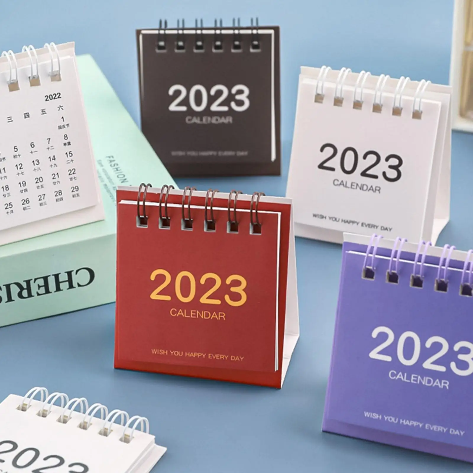 

2023 Mini Calendar Simple Color Desktop Paper Portable Stationery Kawaii Desk Calendar Calendar Planner Scheduler Dai S5o3