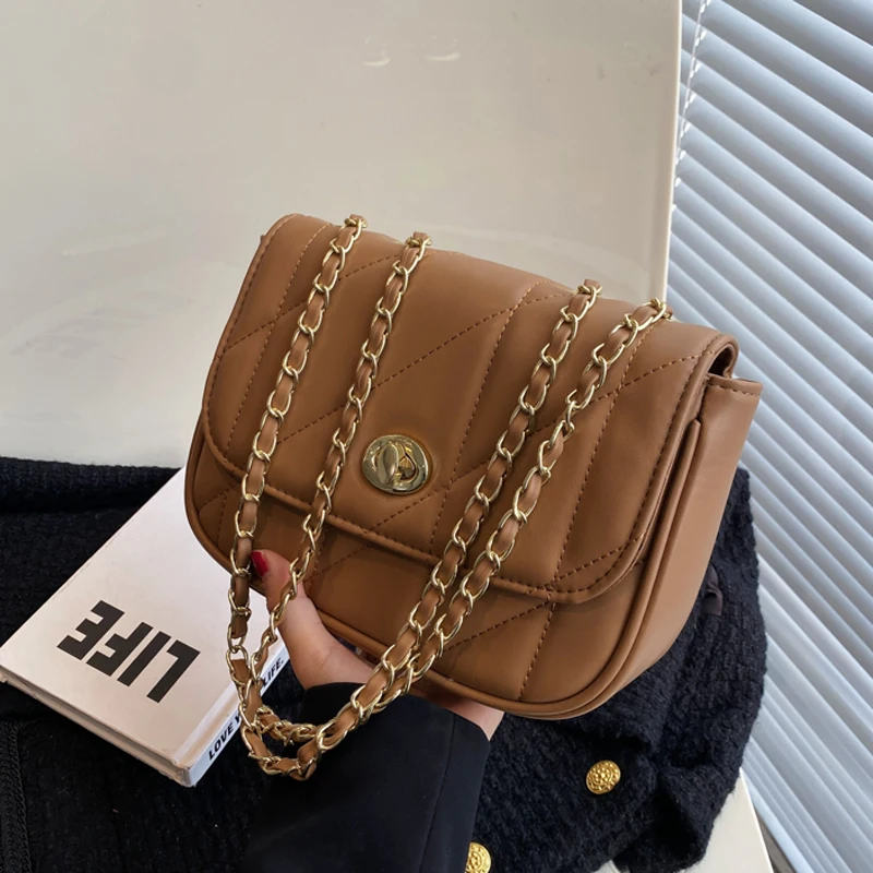 

Women Shouder Bags Chains Purses and Handbags Solid Soft PU Leather Crossbody Bag Luxury Designer Sac A Main Femme 2022 Bolsas