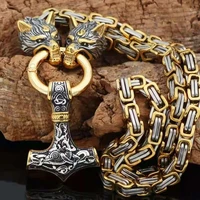 550mm thor hammer vikings necklaces men nordic vintage male pendant with stainless steel chain punk jewelry for boyfriend gifts