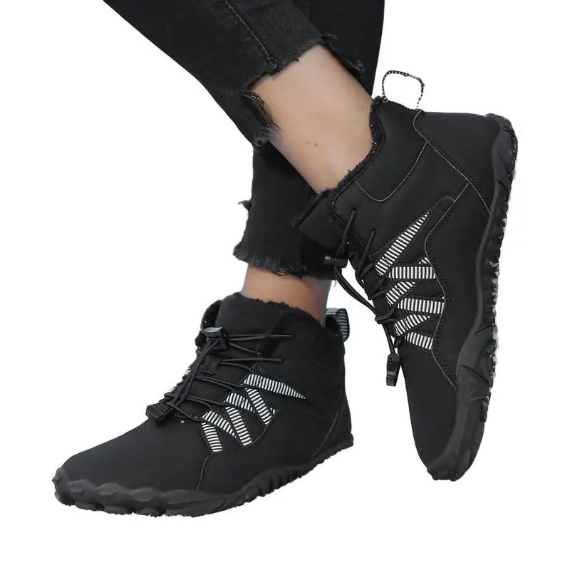 

Anti-Skid Snow Boots Wide Toe Box Barefoot Boots With Plush Lining Warm Climbing Boots Daily Wear Camping Casual Walk