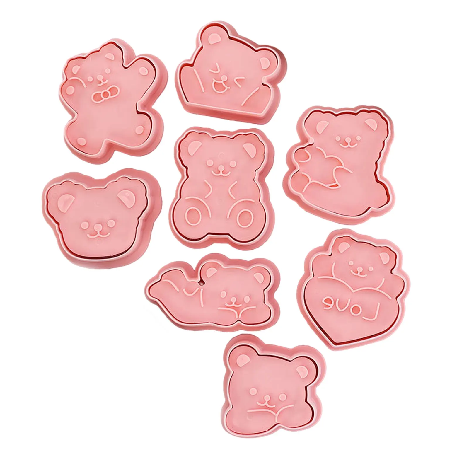 

8pcs Bear Shape Cookie Molds 3D Embossing Cookie Molds Stamper Kitchen Baking Supplies Bear Shape Molds Kitchen Tool Supplies