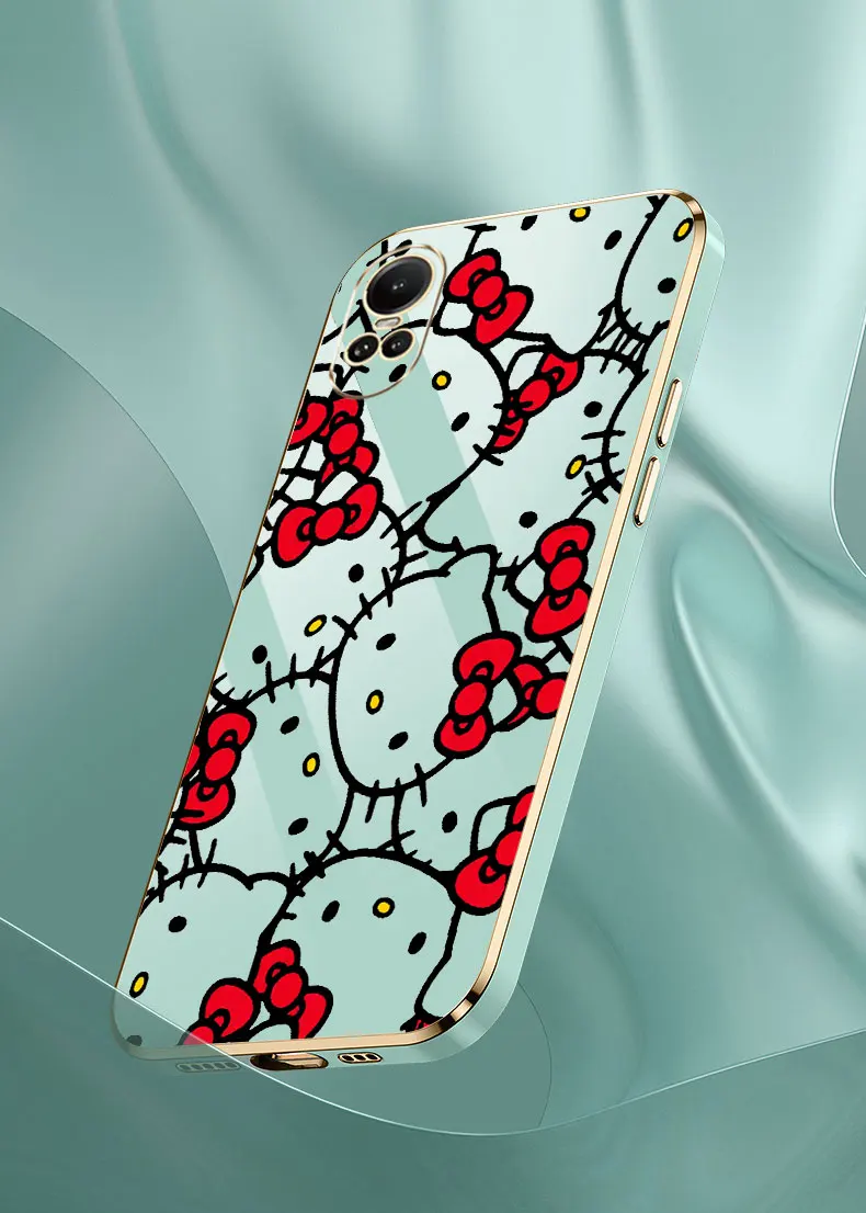 Чехол с рисунком Hello Kitty для OPPO Reno 12 11 11F 10 8 8T 7 7Z 6 6Z 5 5F 4 4F Pro Plus Lite