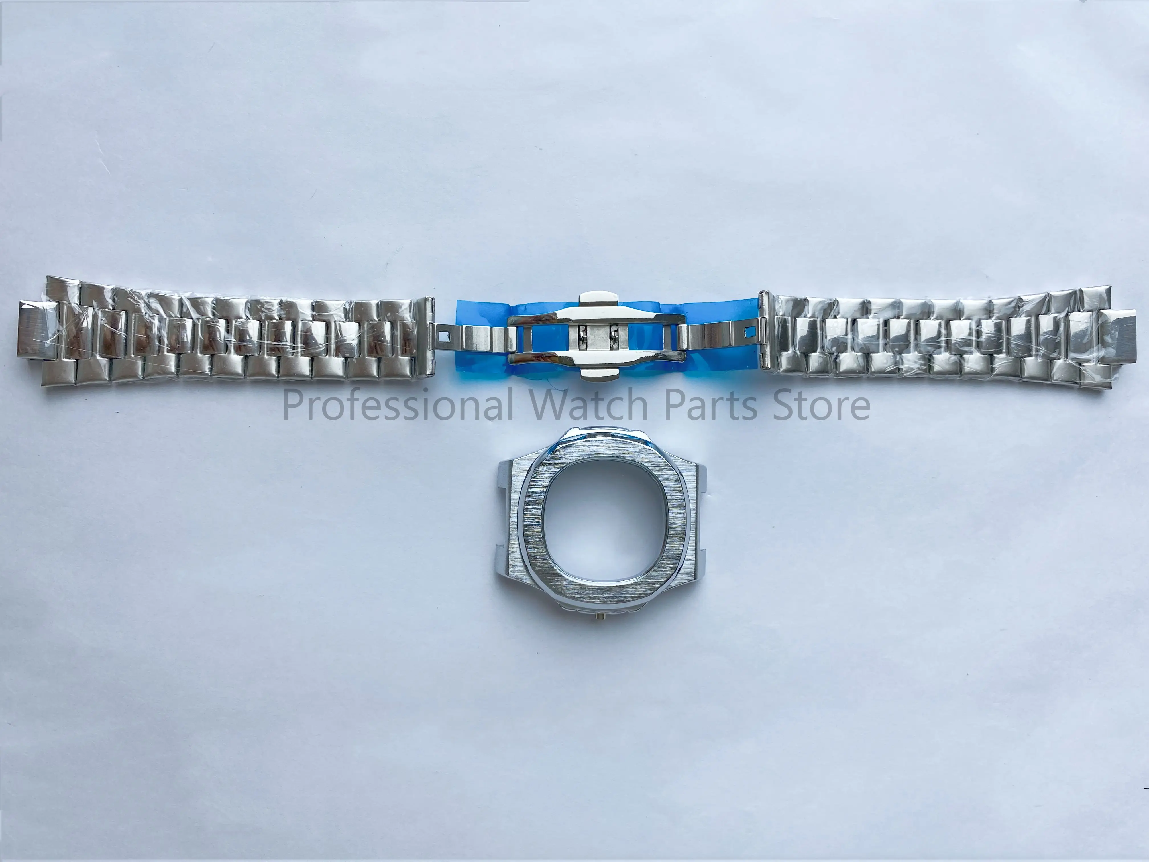 40mm Watch Accessories Set Case+Dial+Hands+Crown+Stainless Steel Strap with Complimentary Quartz Movement Set Calendar Window