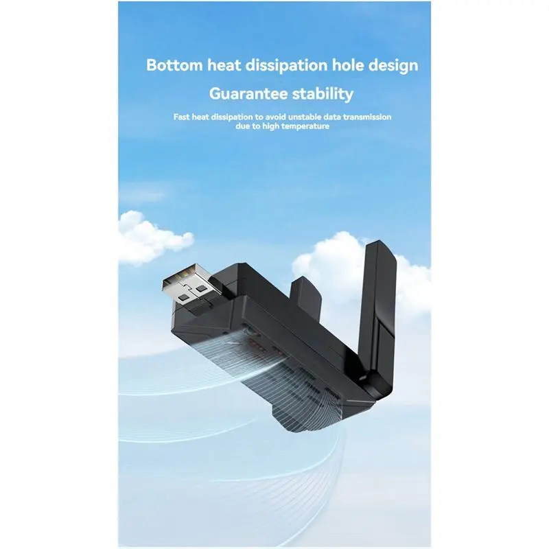 Фото N34R-USB Wi-Fi 6 Bluetooth 5.4 Адаптер, беспроводная сетевая карта Wi-Fi 6 Bluetooth 5.4, USB Wi-Fi 6 адаптер, Wi-Fi донгл №5