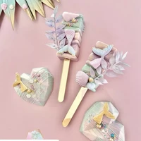10pcs diy ice cream stick acrylic cake topper gold mirror candy stick wedding cupcake topper for birthday kids party favors