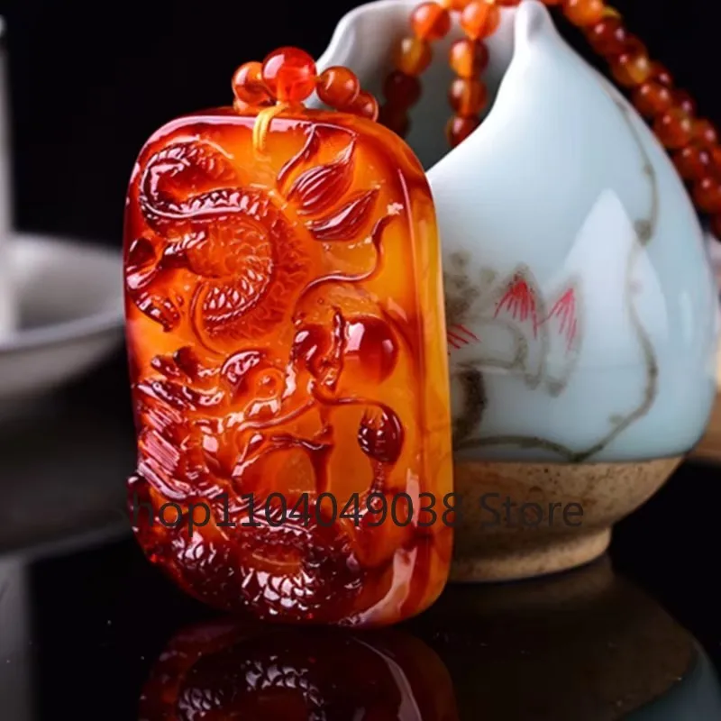 Ожерелье из натурального янтарного куриного масла изысканное модное колье с