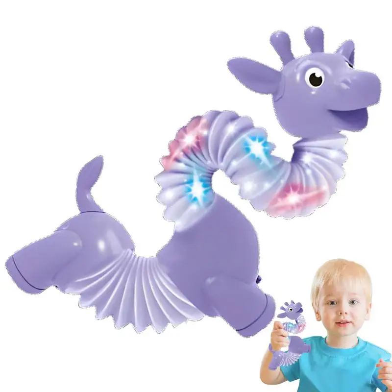 

Variety Dinosaur Telescopic Tube Toy Puzzle DIY Luminous Decompression Long Neck Dinosaurs Toys For Adults Children