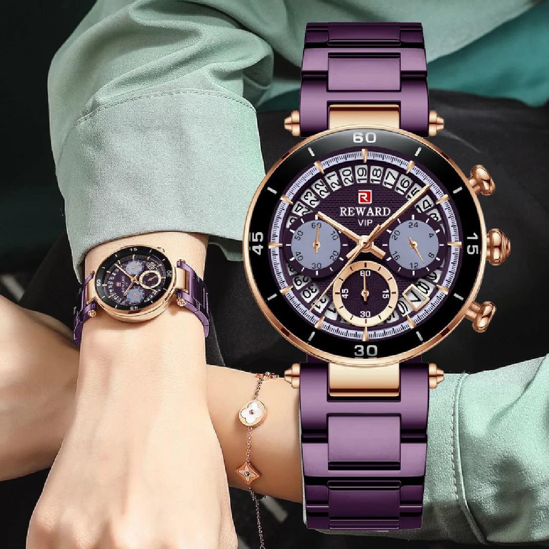 

REWARD Hot Womens Watches Fashion Brand Quartz Watch Stainless Steel Waterproof Women Timepiece Wrist Watch With Box for Ladies