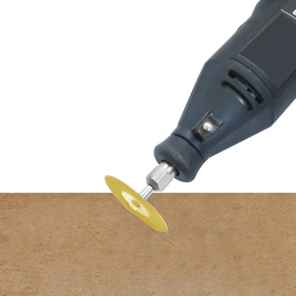 

10pcs Mini Diamond Cutting Disc TiN Coated Circular Saw Blade With 3mm Shank Mandrel For Wood Glass Plastic Metal Rotary Tools