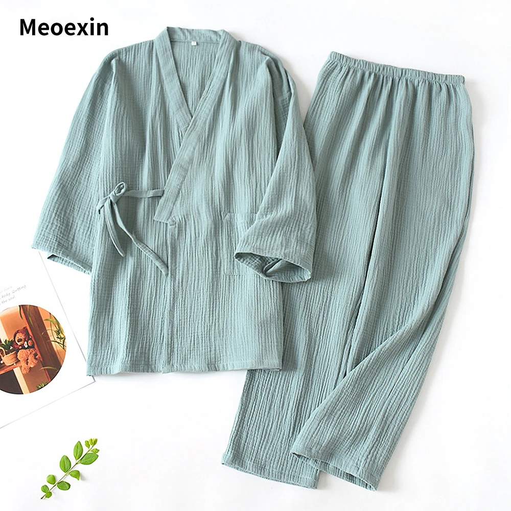 

Meoexin Pure cotton household clothes Men and Lady's same style couples bathrobe comfortable skin friendly large size pajama set
