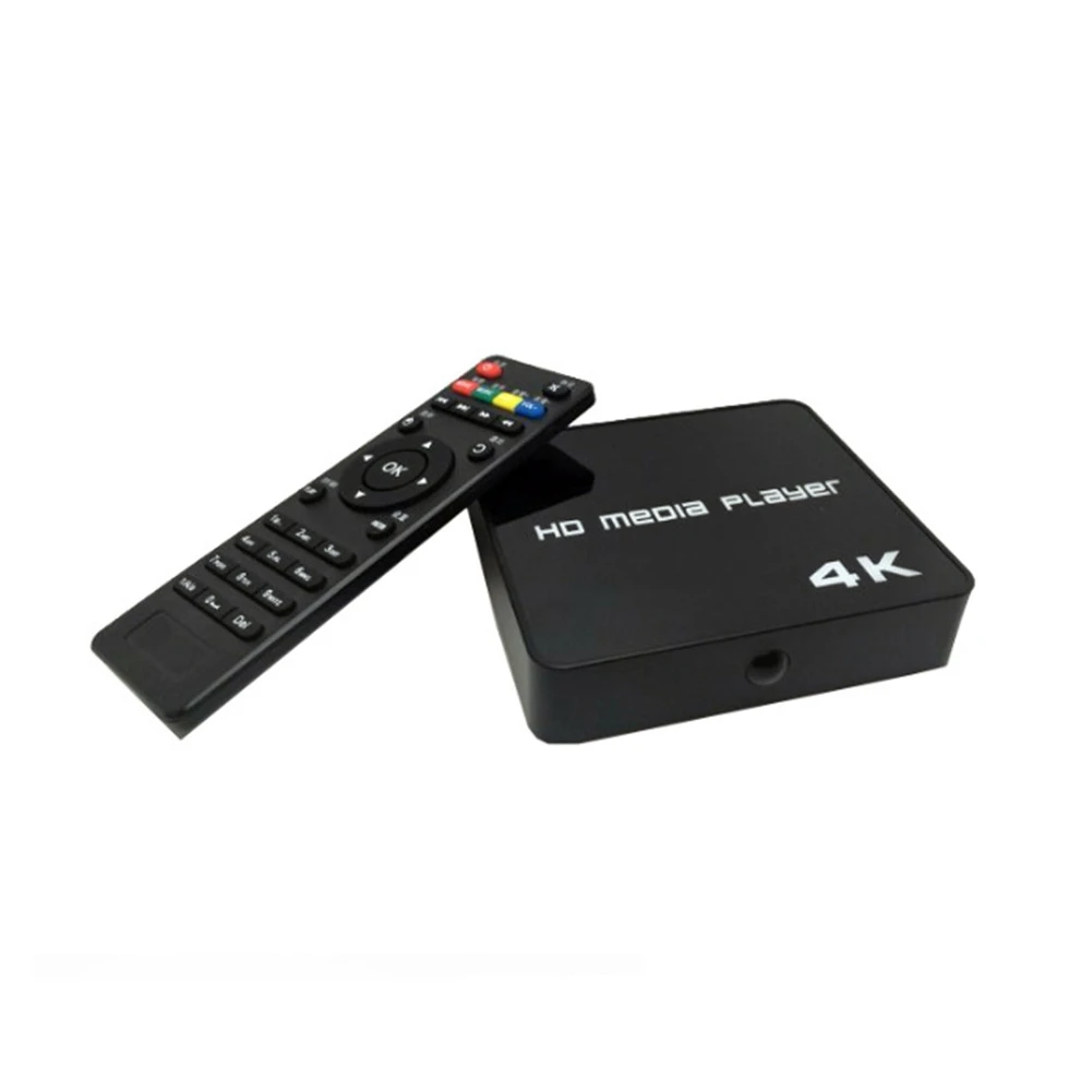 4K@60Hz FULL HD Multimedia Player HDD/USB Drive/TF Card with HDMI/AV Out for HDTV/PPT MKV AVI MP4 H.265-US Plug