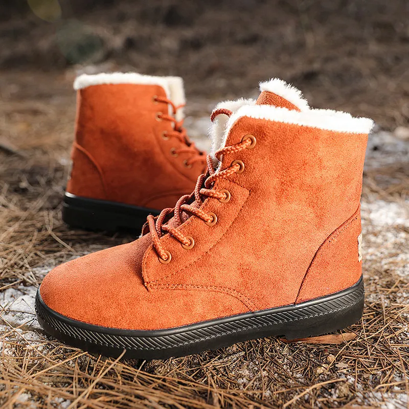 Brand Men Boots Winter Plush Snow Boots Men Shoes Fashion Couple Boots Ankle Flat Boots Male Cotton Shoes Warm Botas De Hombre