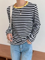 aossviao 2022 womens spring long sleeve t shirt o neck striped loose 95 cotton tops casual t shirts women tees