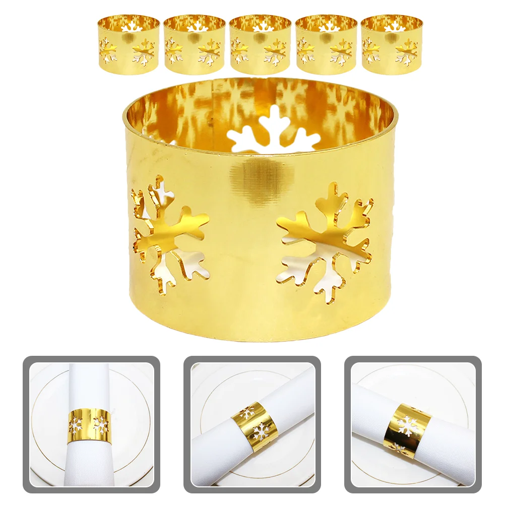 

6 Pcs Christmas Decor Supplies Gift Napkin Rings Alloy Circle Buckle Clips Buckles
