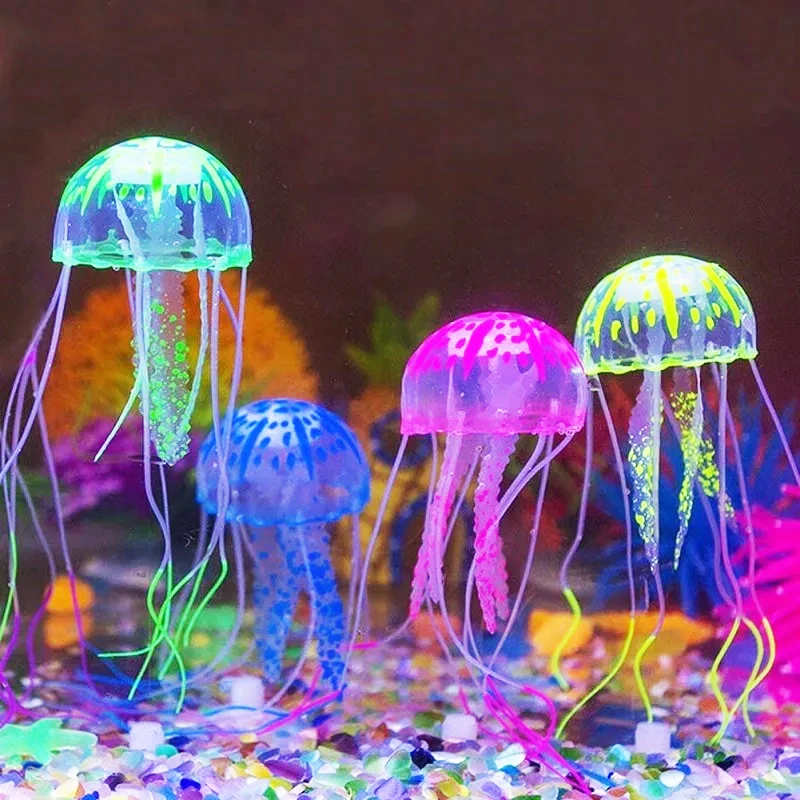 

Artificial Swim Glowing Fluorescent Jellyfish Aquarium Decoration Fish Tank Underwater Plant Marine Aquatic Landscape Ornament