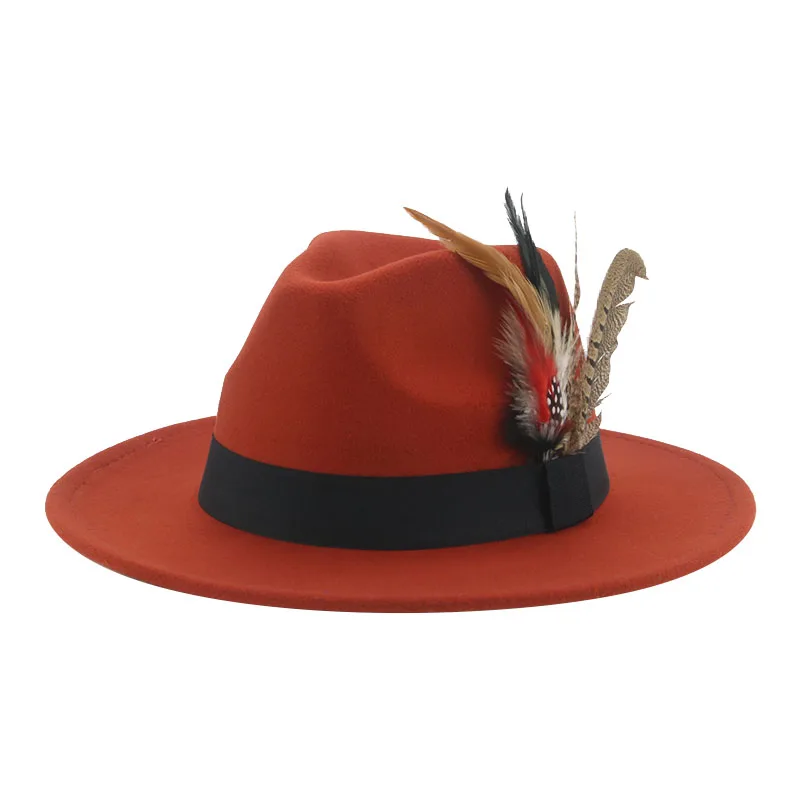 sombreros gorras sombrero hombre gorras hombre gorra Sombrero de fieltro con plumas para hombre y mujer, sombrero de lujo, informal, para decorar bodas, Invierno