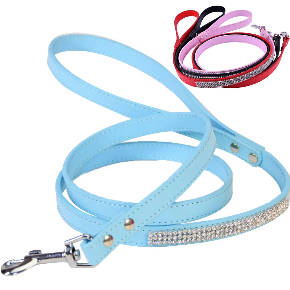 

Leash Dog Walking Dogs Leashes Pet Training Medium Rope Large Puppy Cat Harness Collar Strap Pulling Rhinestone Bling Reflective