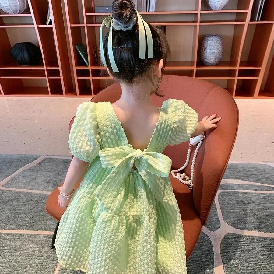 Детское платье с коротким рукавом для девочек новинка 2024 Летнее принцессы