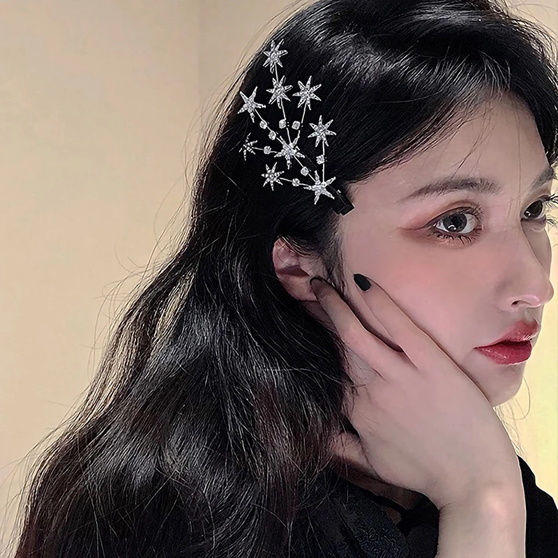 

Высококачественные роскошные блестящие серебряные и золотые заколки для волос с кристаллами в виде дерева и звезд женские свадебные милые ...