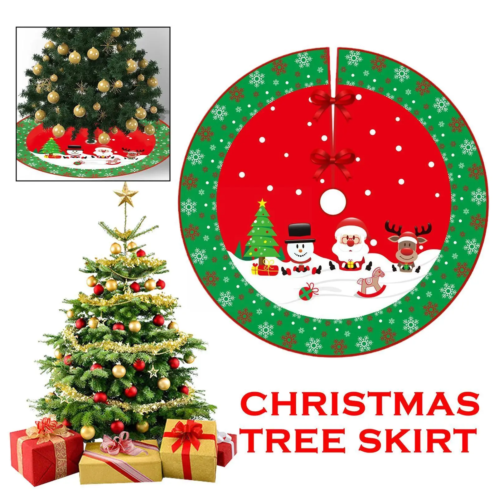 

Юбка на рождественскую елку, креативное изысканное украшение на елку с принтом, рождественские принадлежности, нижние украшения I8M0