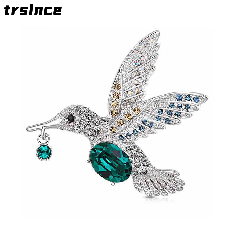

Fashion Crystal Brooch Female Temperament All-match Alloy Hummingbird Corsage Accessories Coat Color Pin Brooch