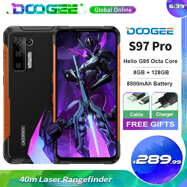 Global Version DOOGEE S97 Pro SmartPhone 33W Fast Charger 40m Laser Rangefinder 48MP Quad Camera Helio G95 128GB 8500mAh NFC 1