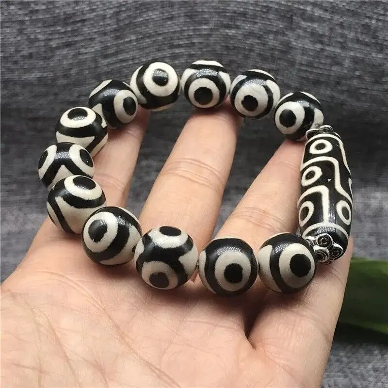 

Tibetan Jade Bracelet Buddha Beads Natural Old Agate Dzi Bead Bracelets