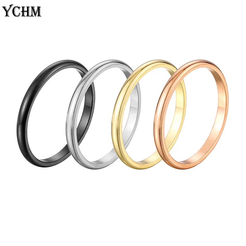 

Stainless Steel Small Ring Rose Gold Black 2mm Wide High Polishing Spherical Ring for Women All Match Fashion Jewelry