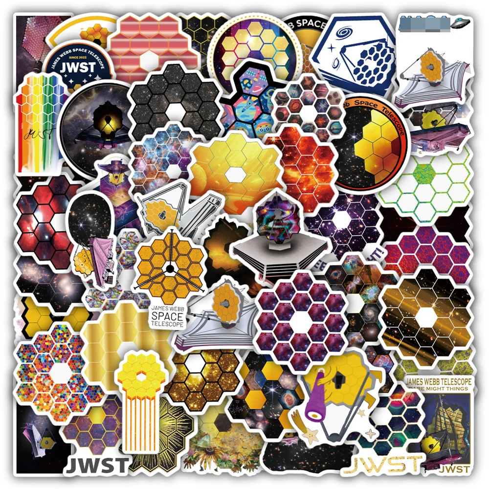 

50pcs JWST Space Telescope Stickers For Scrapbook Stationery Craft Supplies Laptop Ipad Science Sticker Scrapbooking Material