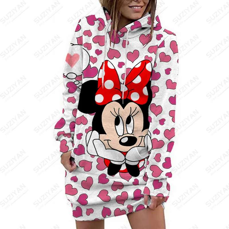 

Disney Mickey Mouse Print Long Sleeve Hoodie For Women Vintage Funny Patterns Sweatshirt Pullover Hot Selling Winter Clothes