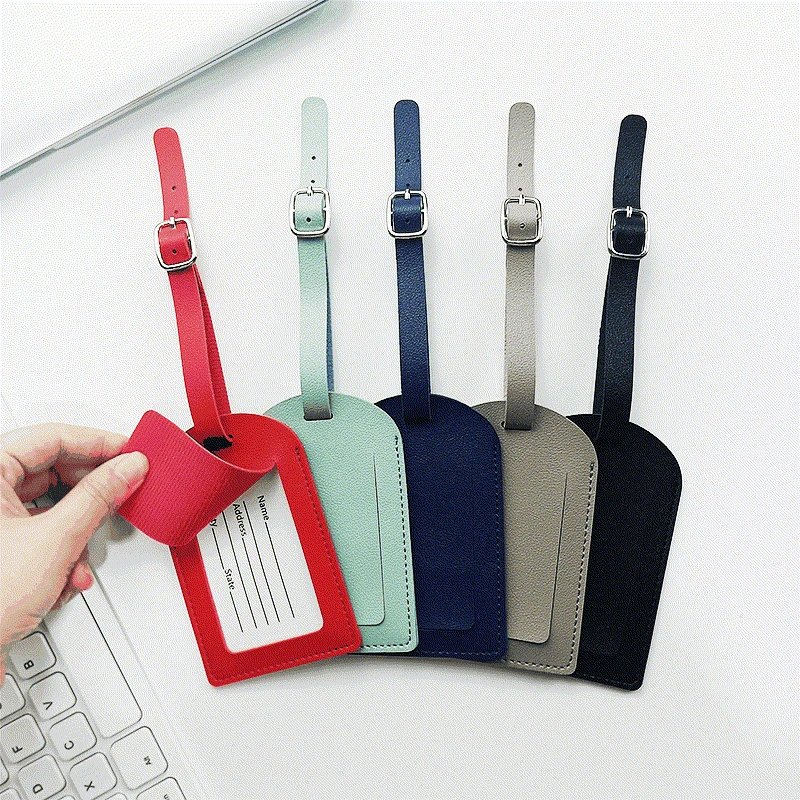 

Thickened PU leather boarding pass vertical clamshell with bag hardware buckle inside signature paper luggage tag