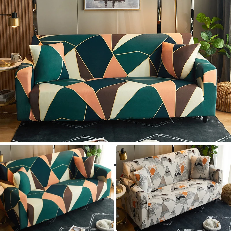 

Sofa Cover Knitted Print Geometric Cushion Pillow Elastic Armchair Slipcover Corner Nonslip Protection For L Shaped Living Room