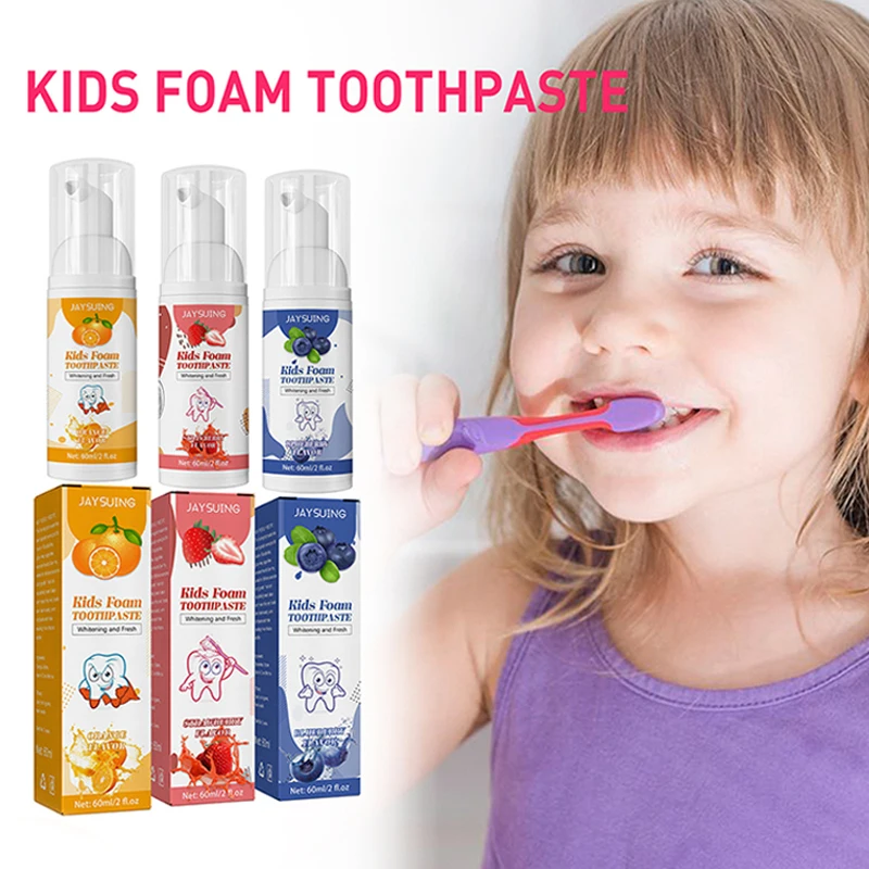 

Swallowable Children Foam Toothpaste Fruity Children Mousse Toothpaste Fluoride-free Kid Toothpaste Teeth Cleaning Dental Care