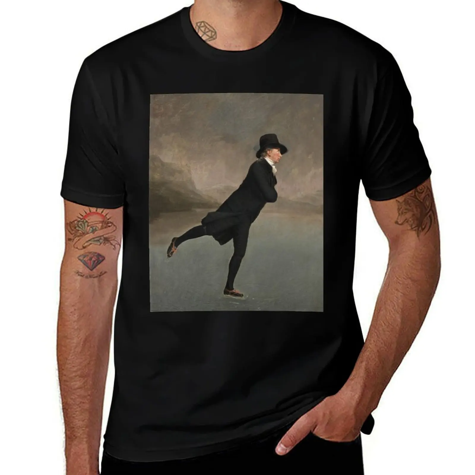 Фото Футболка Sir Henry Raeburn's The Reverend Robert Walker с изображением катания на коньках на озере Дуддингстон, однотонная футболка Essential. №1