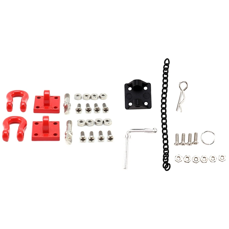 

1/10 Rc Rock Crawler Metal Tow Shackle Trailer Hook With 2Pcs Metal Front Rear Bumper Rescue Trailer Hook & Mount Set