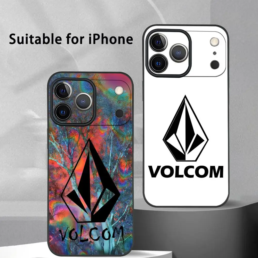 Фото Модный чехол для телефона V-Volcom для IPhone 17, 16, 15, 14, 13, 12, 11 Pro Max Plus, мини-черный матовый мягкий чехол №2