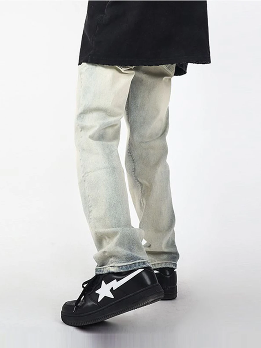 Four Seasons European and American High Street American Retro Straight Loose Jeans Men and Women with The Same Trend Streetwear