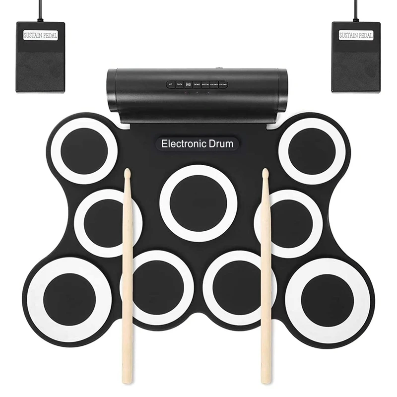 

New Hot Electronic Drum Set 9 Pads Roll-Up Practice Drum Set Electronic Drum Kit For Kids And Adult Beginner Drummers Great Gift