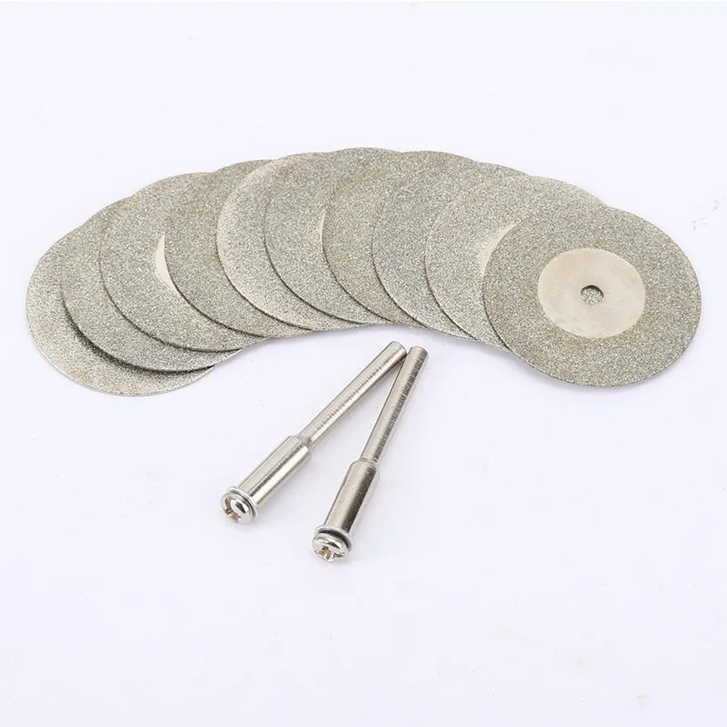 

12pcs/set 30mm Diamond Cutting Discs +2 Arbor Shaft CutOff Blade Drill Bit Dremel accessories Rotary Tool Abrasive cut Metal