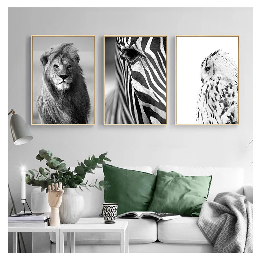 Настенный художественный постер африканское животное лев зебра корова печать на