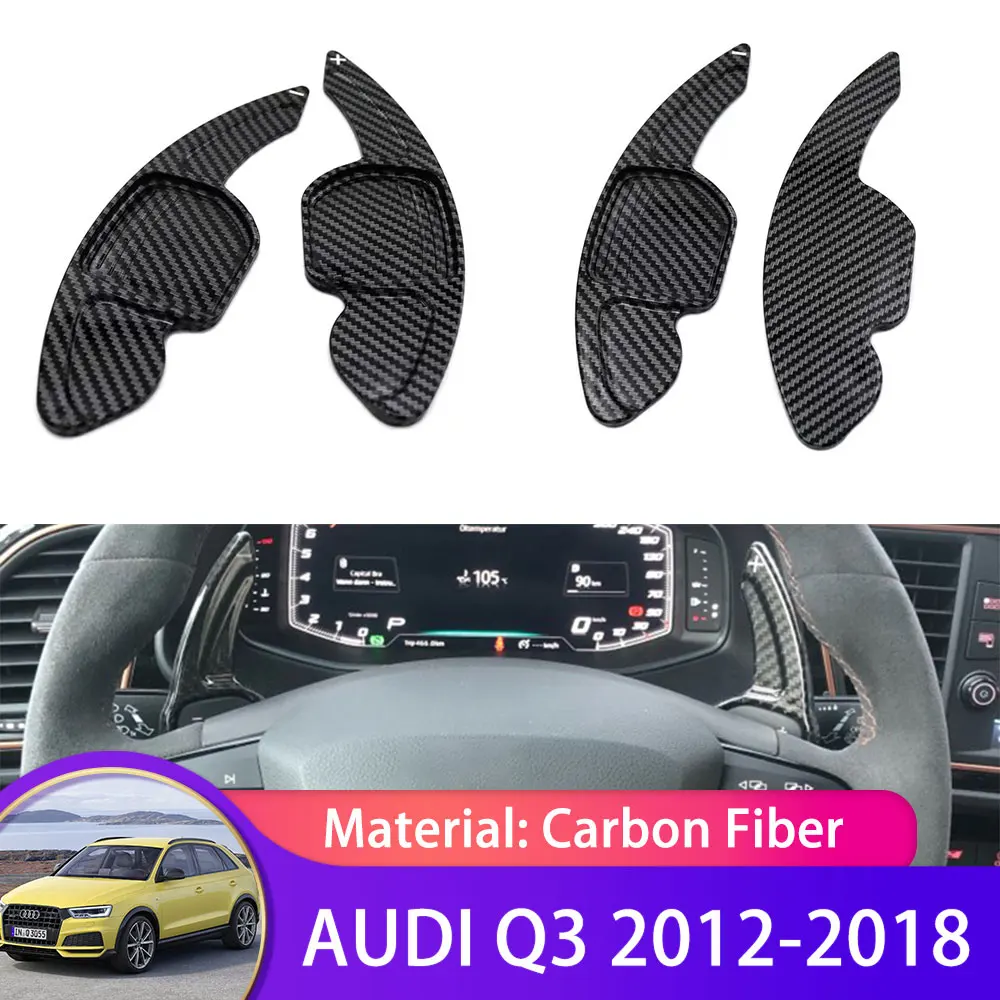 

Carbon Fiber Car Steering Wheel Gear Shift Shifter Extension For Audi Q3 8U 2012~2018 Paddle Shifter Car-styling 2015 2016 2017