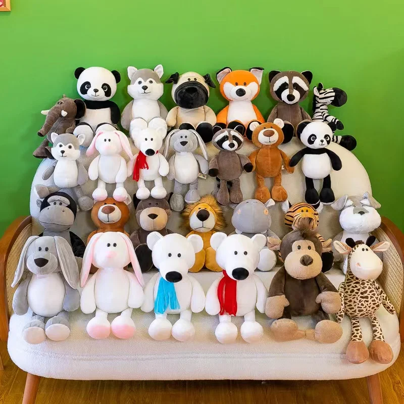 

Плюшевые игрушки с животными в лесу тигр, слон, Зебра, обезьяна, Лев, жираф, имитация куклы, мультяшный питомец, рождественский подарок для детей