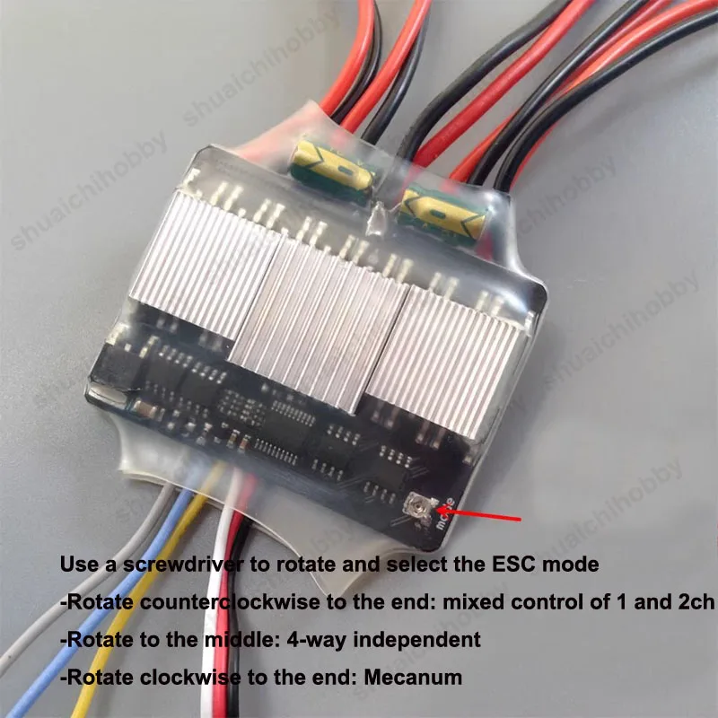 Фото 1 шт. 15Ax4 4CH двусторонняя матовая ESC поддержка Mix Control 2-4S Lipo для RC Tank Mecanum модель автомобиля плата контроллера скорости №3