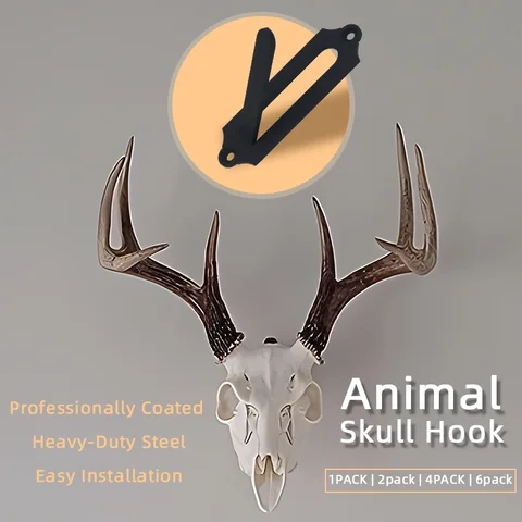 1/2/4/8 шт. крючок с черепом в виде животного, рога лося, настенный крючок, настенный крючок с черепом, настенная вешалка с изображением оленя, настенный кронштейн с черепом в помещении